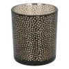 Teelichthalter Lochmuster Schwarz, Glas, 8 Cm