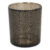 Teelichthalter Lochmuster Schwarz, Glas, 10 Cm