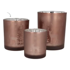 Teelichthalter Rentier Im Wald, Taupe, Glas, 10 Cm