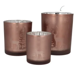 Teelichthalter Rentier Im Wald, Taupe, Glas, 12,5 Cm