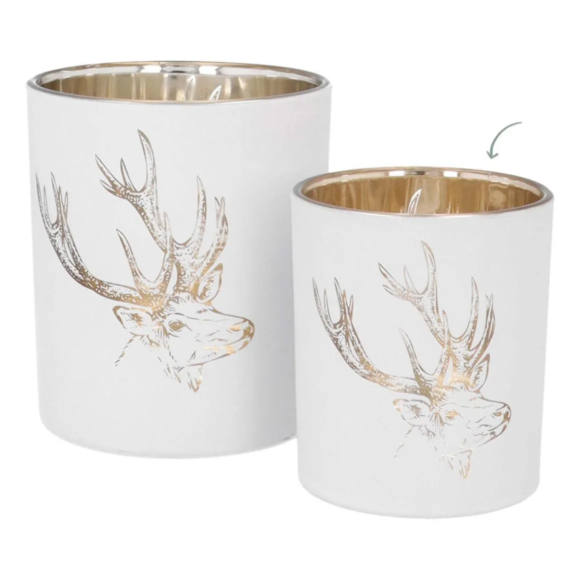 Teelichthalter Rentierkopf, Weiß, Glas, 8 Cm