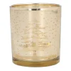 Teelichthalter Tannenbäume, Gold, Glas, 8 Cm