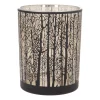 Teelichthalter Wald, Schwarz, Glas, 12,5 Cm