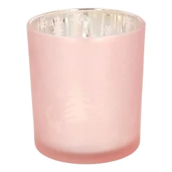 Teelichthalter Weihnachten Rosa, Glas, 8 Cm