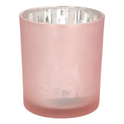 Teelichthalter Weihnachten Rosa, Glas, 10 Cm