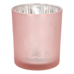 Teelichthalter Weihnachten Rosa, Glas, 10 Cm