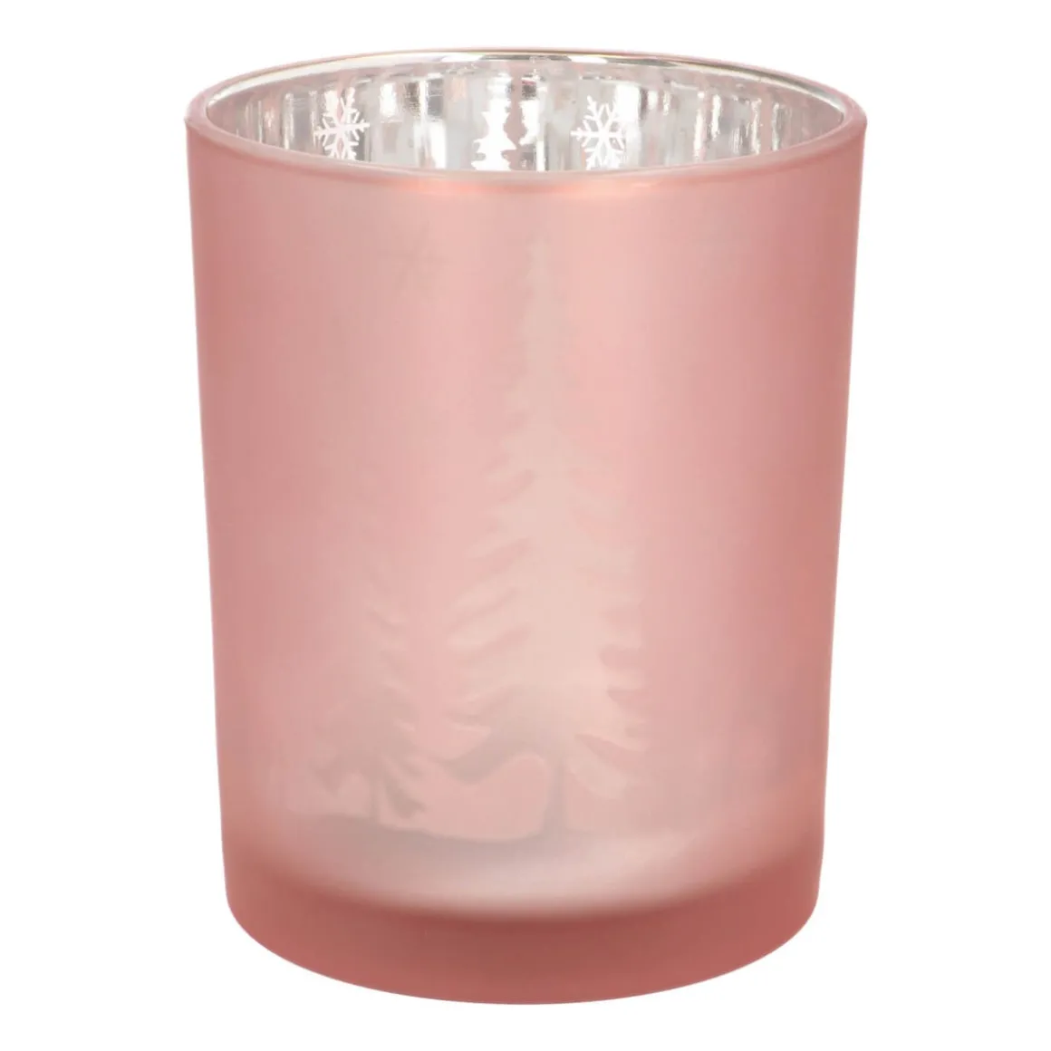 Teelichthalter Weihnachten Rosa, Glas, 12,5 Cm