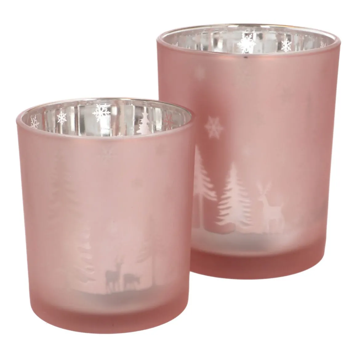 Teelichthalter Weihnachten Rosa, Glas, 12,5 Cm
