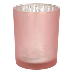 Teelichthalter Weihnachten Rosa, Glas, 12,5 Cm