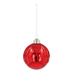 Traditionelle Rote Weihnachtskugel Mit Tautropfen