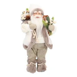 Traditionelle Weihnachtsmann-Figur, Stehend, Grau-weiß, 30 Cm