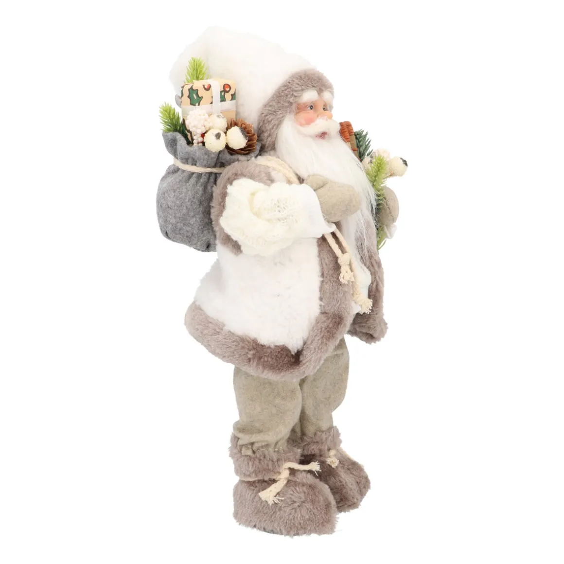 Traditionelle Weihnachtsmann-Figur, Stehend, Grau-weiß, 30 Cm