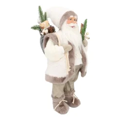 Traditionelle Weihnachtsmann-Figur, Stehend, Grau-weiß, 45 Cm