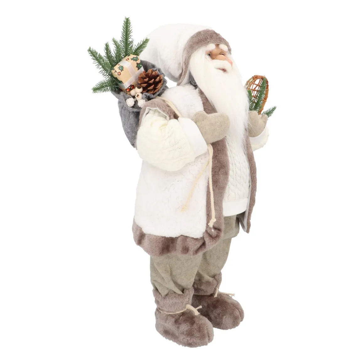 Traditionelle Weihnachtsmann-Figur, Stehend, Grau-weiß, 60 Cm