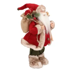 Traditionelle Weihnachtsmann-Figur, Stehend, Bordeaux-grün-weiß, 30 Cm
