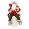Traditionelle Weihnachtsmann-Figur, Sitzend, Bordeaux-grün-weiß, 45 Cm