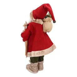 Traditionelle Weihnachtsmann-Figur, Stehend, Bordeaux-grün-weiß, 60 Cm