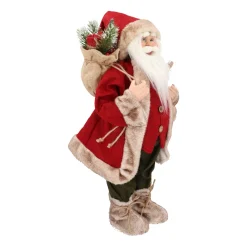 Traditionelle Weihnachtsmann-Figur, Stehend, Bordeaux-grün-weiß, 60 Cm