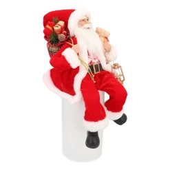 Traditionelle Weihnachtsmann-Figur, Sitzend, Rot-weiß, 45 Cm