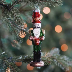 Traditioneller Anhänger Nussknacker Trommler, Rot-grün, Glas, 15 Cm