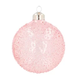 Transparente Weihnachtskugel Splitter, Rosa, Glas, 8 Cm