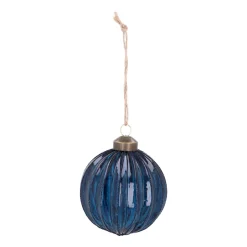 Trendige Blaue Weihnachtskugel Mit Lampion-Relief