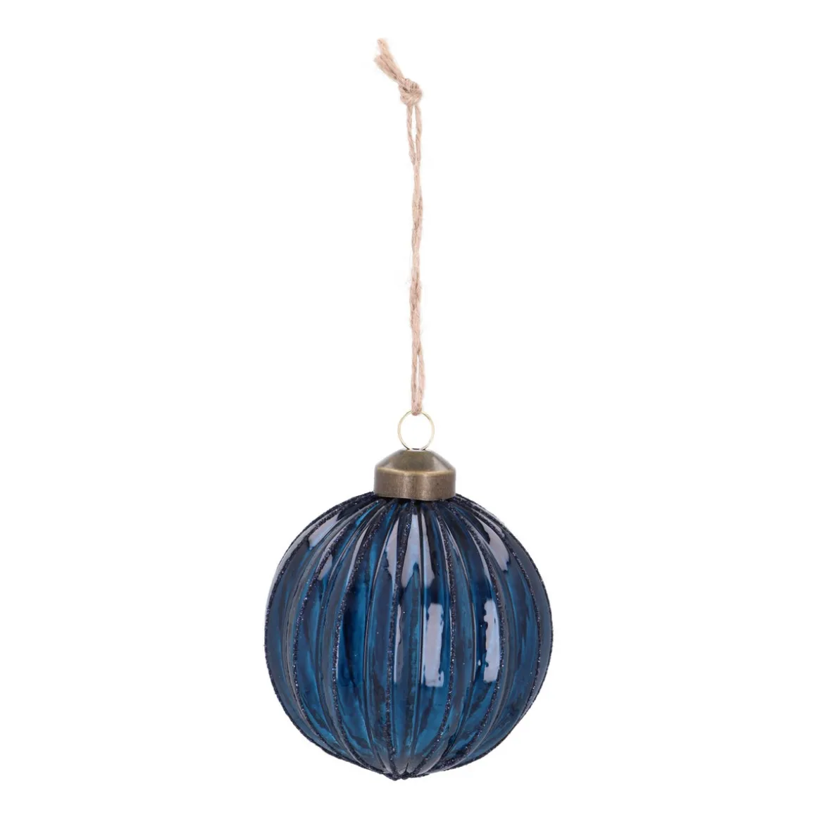 Trendige Blaue Weihnachtskugel Mit Lampion-Relief