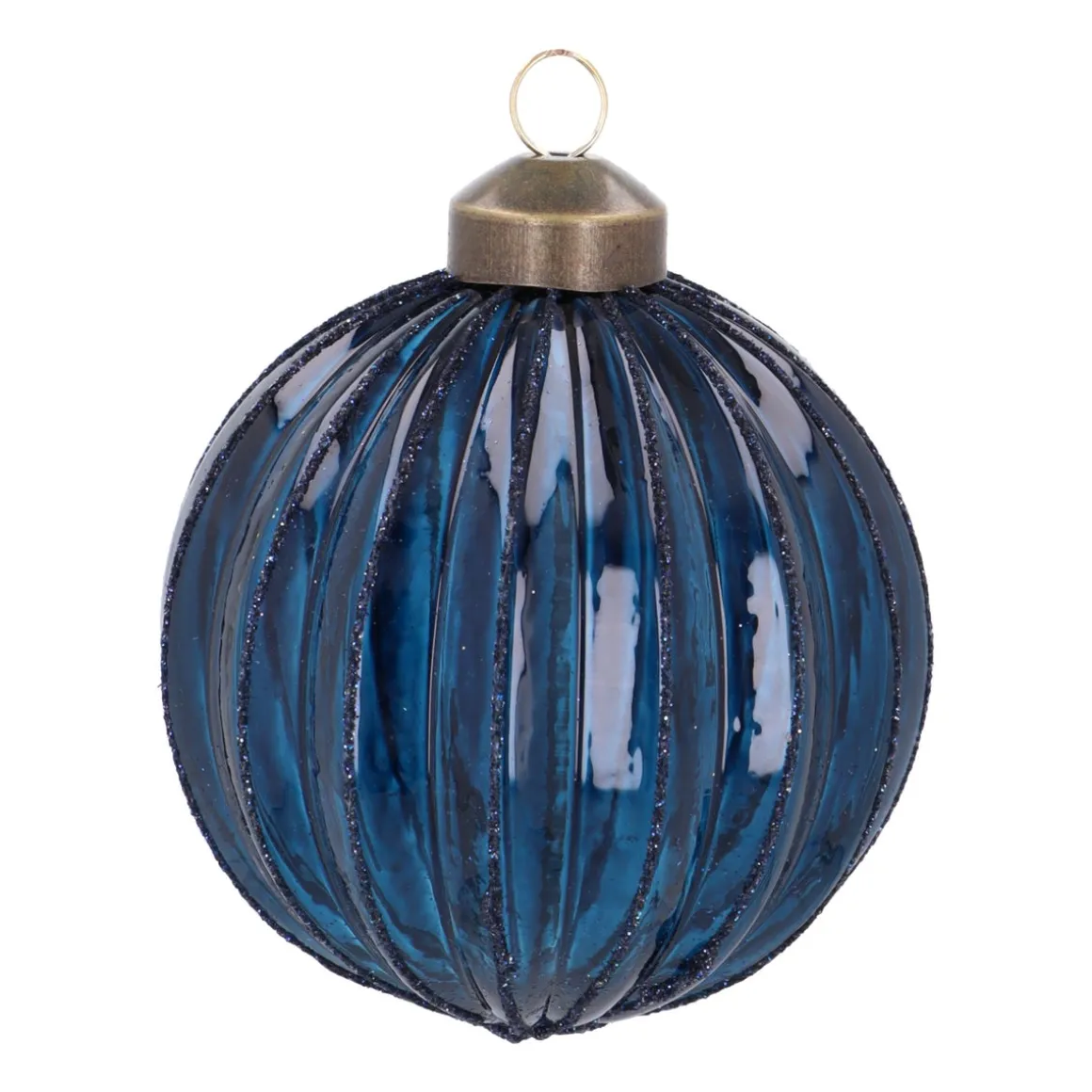 Trendige Blaue Weihnachtskugel Mit Lampion-Relief