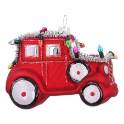 Verspielter Roter Oldtimer-Weihnachtsanhänger Für Autoliebhaber