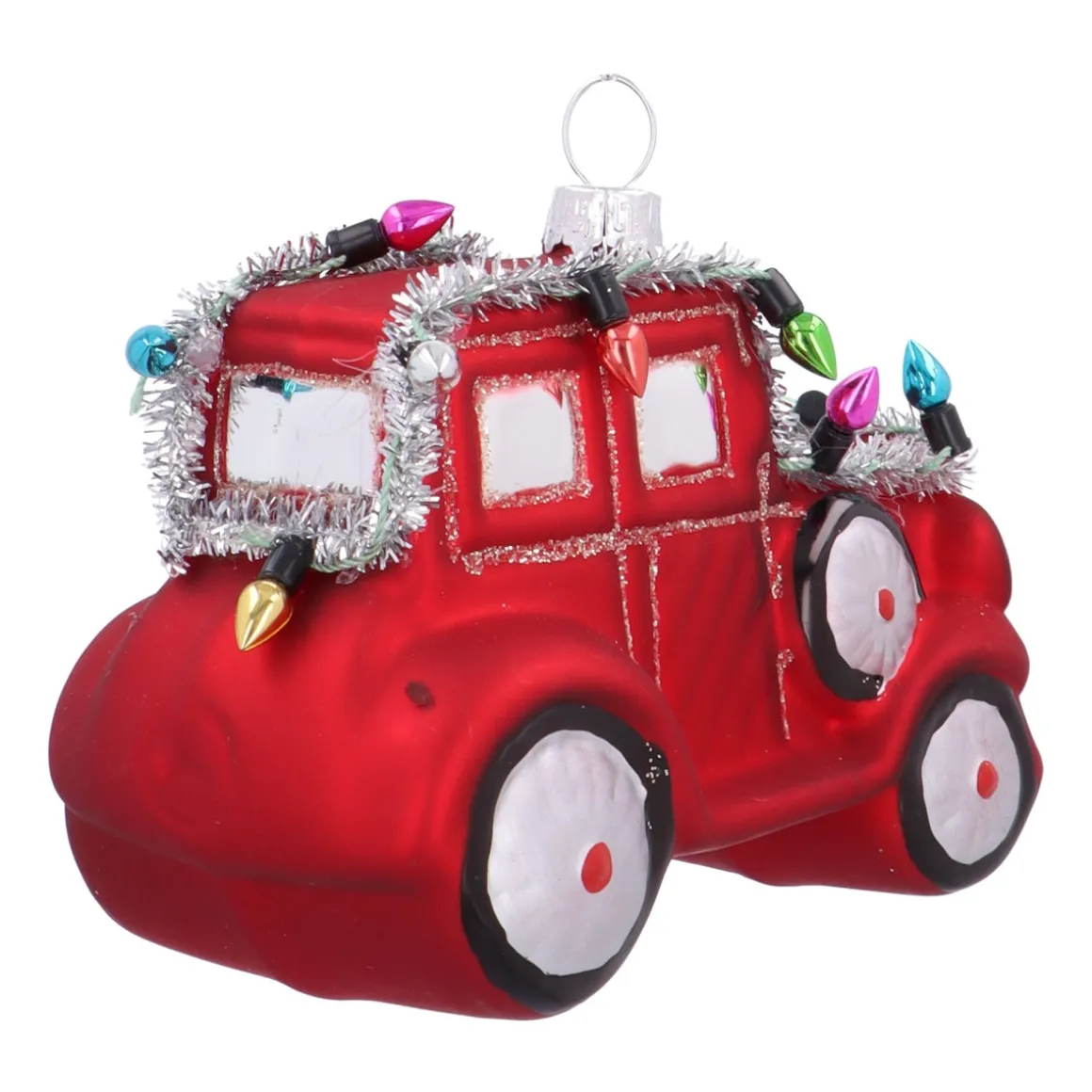 Verspielter Roter Oldtimer-Weihnachtsanhänger Für Autoliebhaber