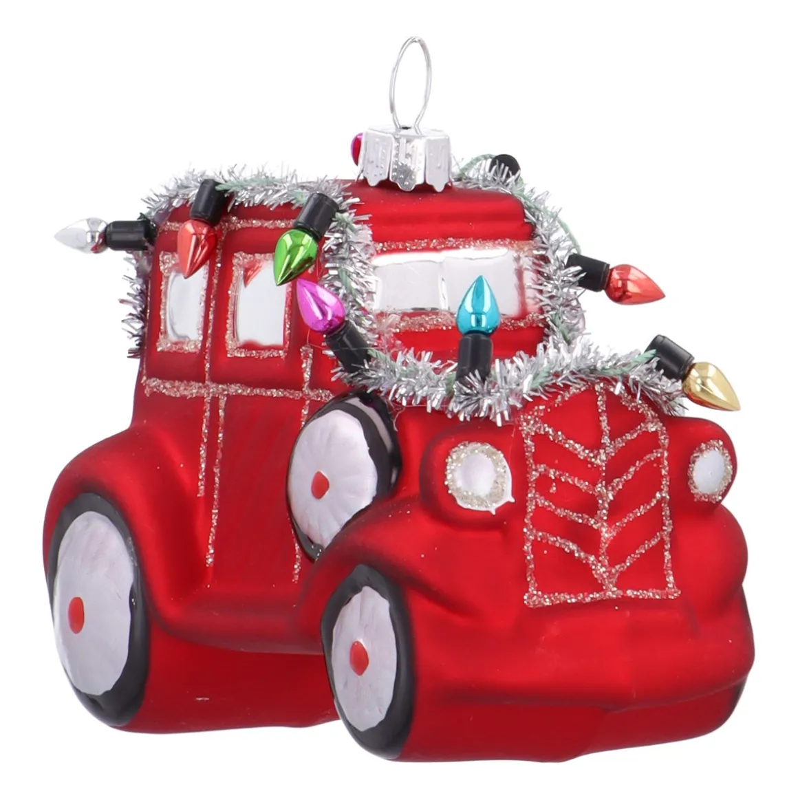 Verspielter Roter Oldtimer-Weihnachtsanhänger Für Autoliebhaber