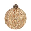 Warme Goldene Weihnachtskugel Mit Blattmotiv