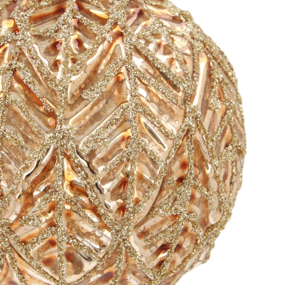 Warme Goldene Weihnachtskugel Mit Blattmotiv