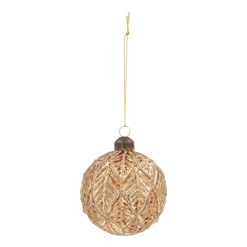 Warme Goldene Weihnachtskugel Mit Blattmotiv