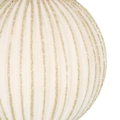 Weiße Weihnachtsbaumkugel Mit Goldenen Glitzerstreifen