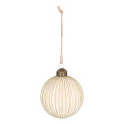 Weiße Weihnachtsbaumkugel Mit Goldenen Glitzerstreifen