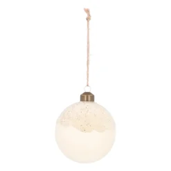 Weiße Weihnachtskugel Mit Tautropfen Und Glitzer