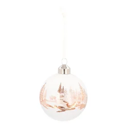 Weiße Weihnachtskugel Mit Bezaubernder Winterlandschaft