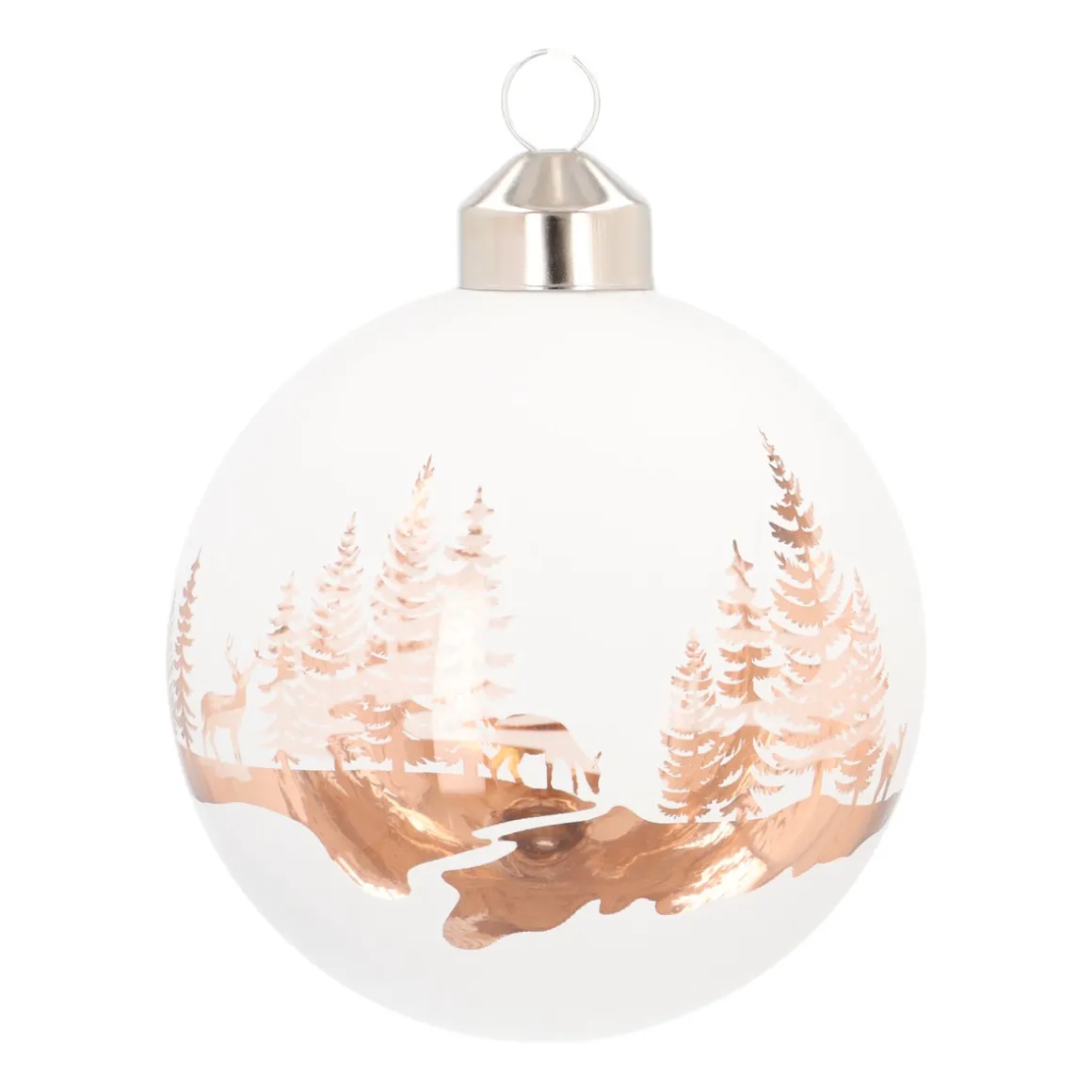 Weiße Weihnachtskugel Mit Bezaubernder Winterlandschaft