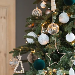 Weiße Weihnachtskugel Mit Häuschen-Motiv