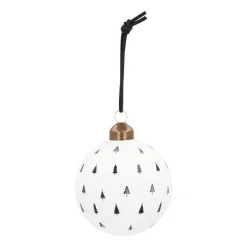 Weiße Weihnachtskugel Mit Gravierten Bäume