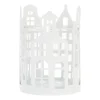 Weißer Teelichthalter Mit Grachtenhäusern