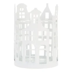 Weißer Teelichthalter Mit Grachtenhäusern