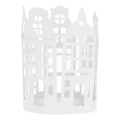 Weißer Teelichthalter Mit Grachtenhäusern