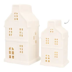 Weißes Grachtenhaus Mit Warmem LED-Licht