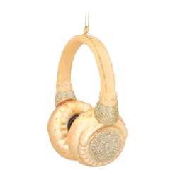 Weihnachtsanhänger Für Musikliebhaber In Form Eines Goldenen Kopfhörers