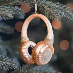 Weihnachtsanhänger Für Musikliebhaber In Form Eines Goldenen Kopfhörers