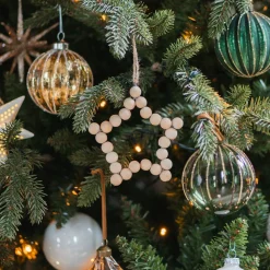 Weihnachtsanhänger Stern Aus Holzperlen