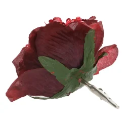 Weihnachtsbaum Rose Mit Clip, Bordeaux, Kunststoff, 15 Cm
