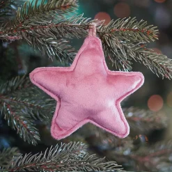 Weihnachtsbaumanhänger Stern, Altrosa, Flanell, 12 Cm